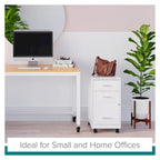 Space Solutions 18 Deep 3 Drawer Mobile Metal Cabinet, Pearl White