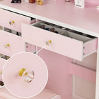 31.5  Wide Makeup Vanity Set with Stool, Mirror,3 Color Light - 31.5 W