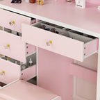 31.5  Wide Makeup Vanity Set with Stool, Mirror,3 Color Light - 31.5 W