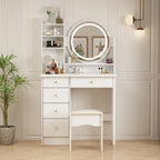 31.5  Wide Makeup Vanity Set with Stool, Mirror,3 Color Light - 31.5 W