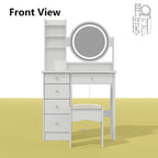 31.5  Wide Makeup Vanity Set with Stool, Mirror,3 Color Light - 31.5 W