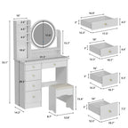 31.5  Wide Makeup Vanity Set with Stool, Mirror,3 Color Light - 31.5 W