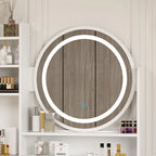 31.5  Wide Makeup Vanity Set with Stool, Mirror,3 Color Light - 31.5 W