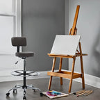 Adjustable Rolling Work Stool with Faux Leather Seat and Foldable Footrest, Versatile Stool for Home Office, Vanity,