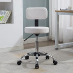 Adjustable Rolling Work Stool with Faux Leather Seat and Foldable Footrest, Versatile Stool for Home Office, Vanity,