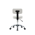 Adjustable Rolling Work Stool with Faux Leather Seat and Foldable Footrest, Versatile Stool for Home Office, Vanity,