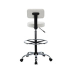 Adjustable Rolling Work Stool with Faux Leather Seat and Foldable Footrest, Versatile Stool for Home Office, Vanity,