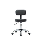 Adjustable Rolling Work Stool with Faux Leather Seat and Foldable Footrest, Versatile Stool for Home Office, Vanity,