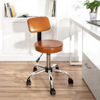 Adjustable Rolling Work Stool with Faux Leather Seat and Foldable Footrest, Versatile Stool for Home Office, Vanity,