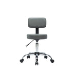 Adjustable Rolling Work Stool with Faux Leather Seat and Foldable Footrest, Versatile Stool for Home Office, Vanity,