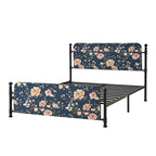Diana Transitional 62 Floral Upholstered Platform Metal Bed Frame with Washable Slipcover by HULALA HOME