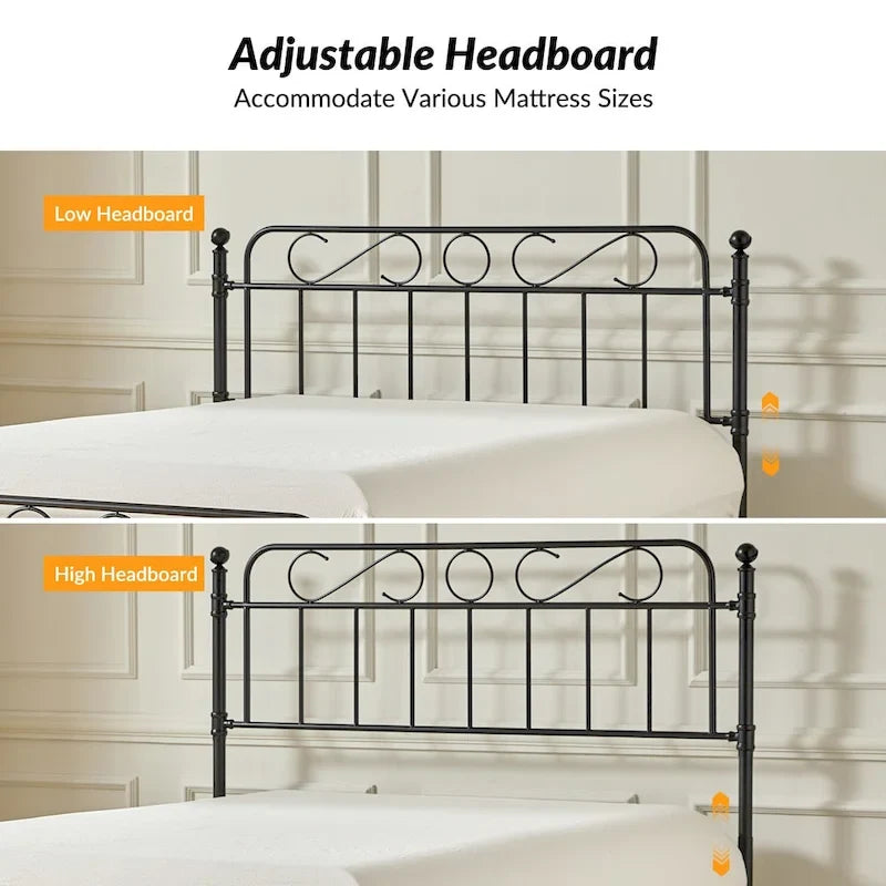 Diana Transitional 62 Floral Upholstered Platform Metal Bed Frame with Washable Slipcover by HULALA HOME