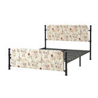 Diana Transitional 62 Floral Upholstered Platform Metal Bed Frame with Washable Slipcover by HULALA HOME