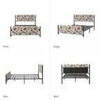 Diana Transitional 62 Floral Upholstered Platform Metal Bed Frame with Washable Slipcover by HULALA HOME