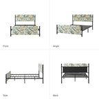 Diana Transitional 62 Floral Upholstered Platform Metal Bed Frame with Washable Slipcover by HULALA HOME