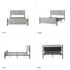 Diana Transitional 62 Floral Upholstered Platform Metal Bed Frame with Washable Slipcover by HULALA HOME