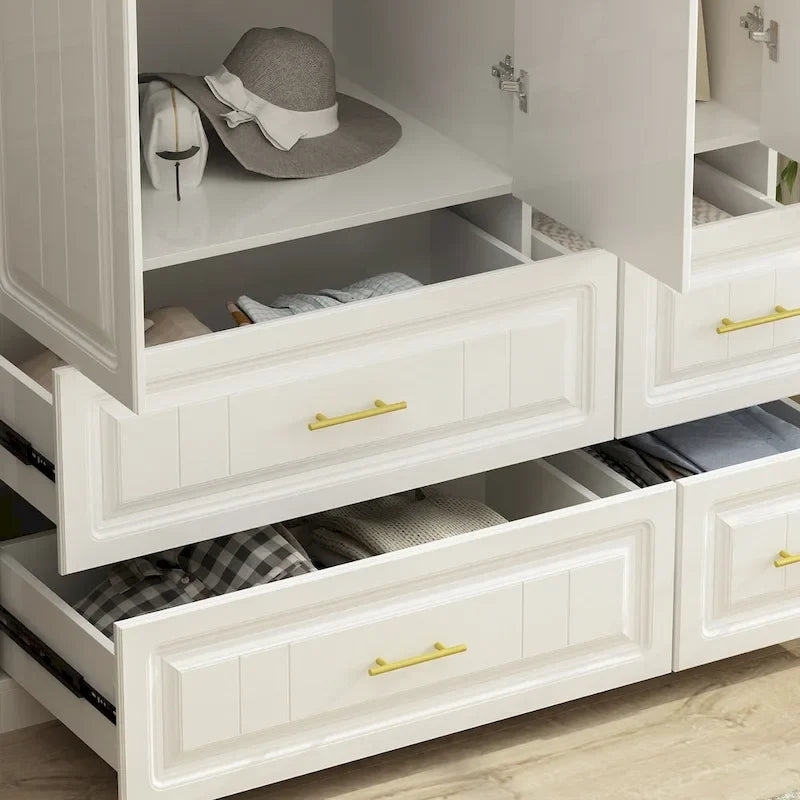 Modern Freestanding Wardrobe Armoire Closet High Cabinet Storage White - 93.7 H