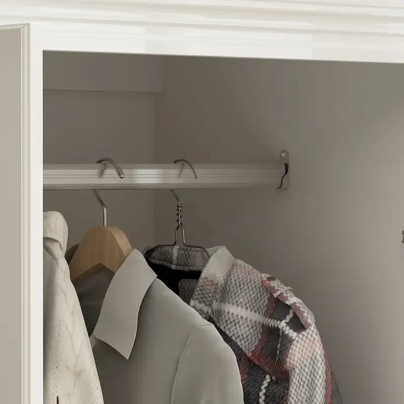 Modern Freestanding Wardrobe Armoire Closet High Cabinet Storage White - 93.7 H