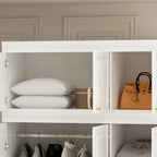 Modern Freestanding Wardrobe Armoire Closet High Cabinet Storage White - 93.7 H
