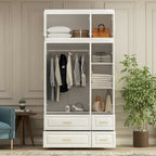 Modern Freestanding Wardrobe Armoire Closet High Cabinet Storage White - 93.7 H