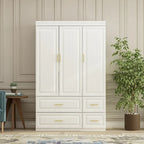 Modern Freestanding Wardrobe Armoire Closet High Cabinet Storage White - 93.7 H
