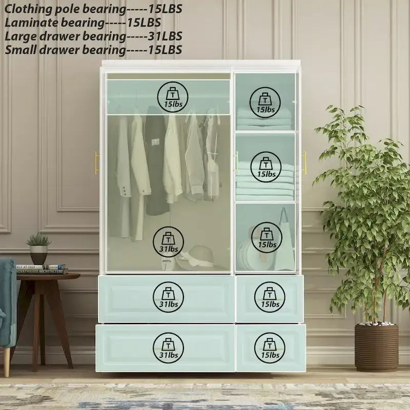Modern Freestanding Wardrobe Armoire Closet High Cabinet Storage White - 93.7 H