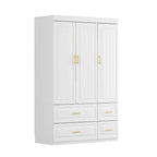 Modern Freestanding Wardrobe Armoire Closet High Cabinet Storage White - 93.7 H