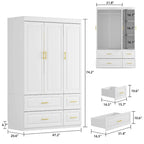 Modern Freestanding Wardrobe Armoire Closet High Cabinet Storage White - 93.7 H