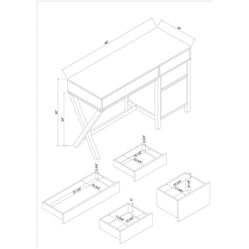 Linon Poppy Side Storage Desk