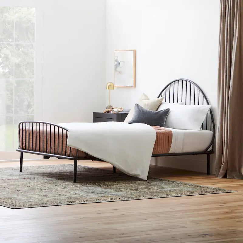 New Heights McPhee Black Iron Spindle Platform Bed