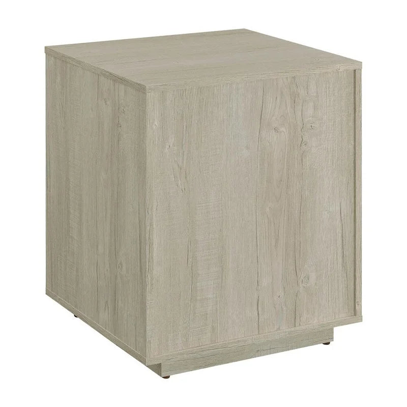 Wood File Cabinet in Whitewashed Grey and Black
