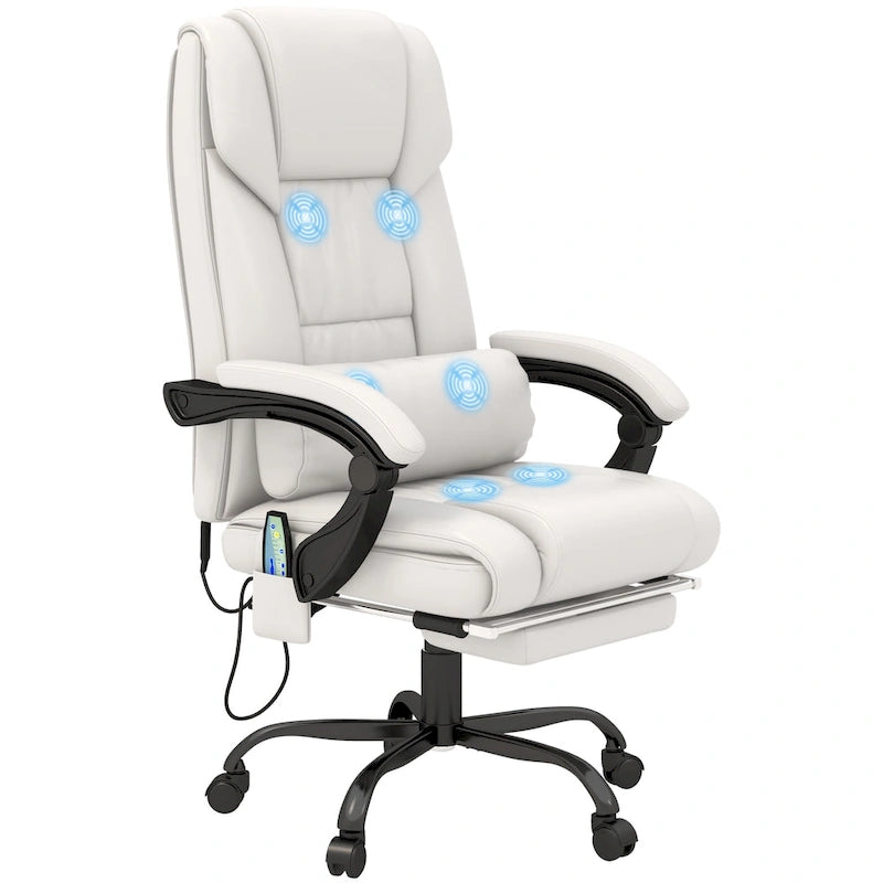 Vinsetto Office Desk Chair Recliner, Height Adjustable Movable Lumbar Support with 6-Point Vibrating Massage