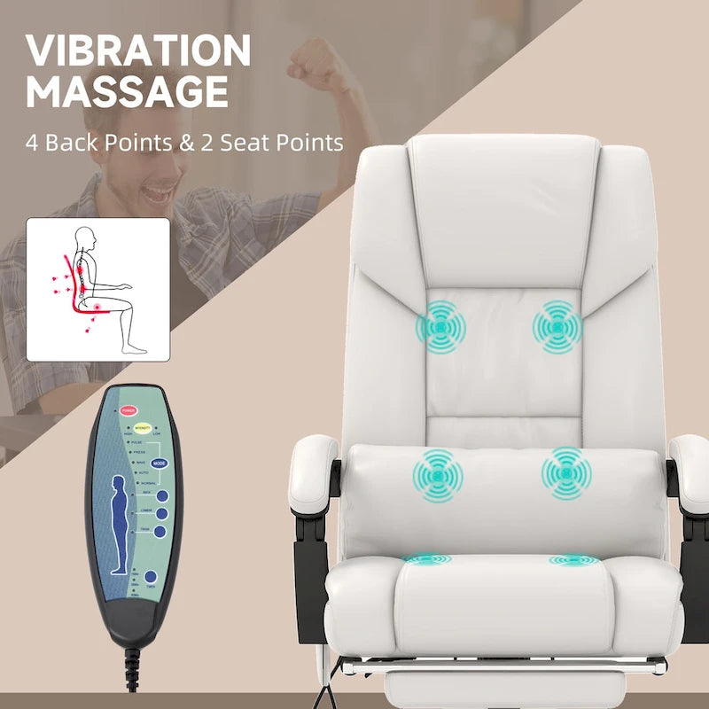 Vinsetto Office Desk Chair Recliner, Height Adjustable Movable Lumbar Support with 6-Point Vibrating Massage