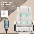 Vinsetto Office Desk Chair Recliner, Height Adjustable Movable Lumbar Support with 6-Point Vibrating Massage