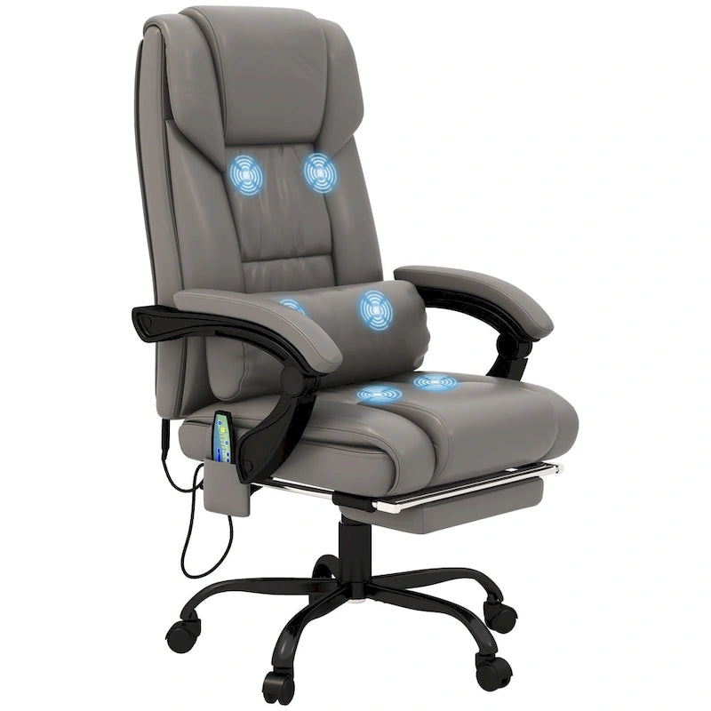Vinsetto Office Desk Chair Recliner, Height Adjustable Movable Lumbar Support with 6-Point Vibrating Massage