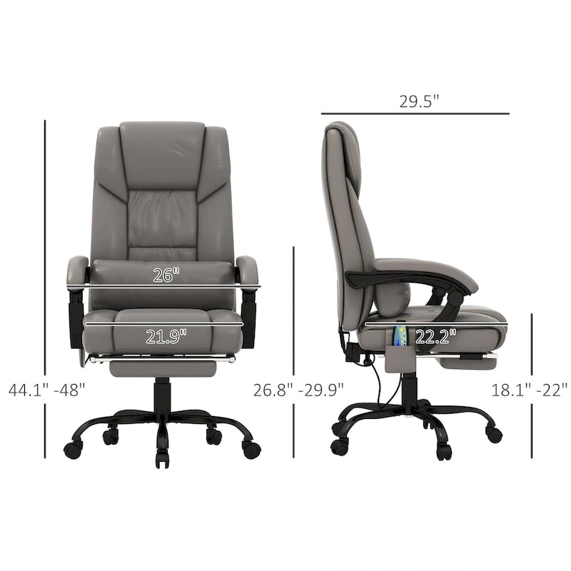 Vinsetto Office Desk Chair Recliner, Height Adjustable Movable Lumbar Support with 6-Point Vibrating Massage