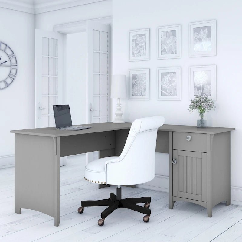 Bush Furniture Salinas 60W L Shaped Desk with Drawers and Storage