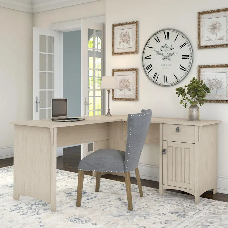 Bush Furniture Salinas 60W L Shaped Desk with Drawers and Storage