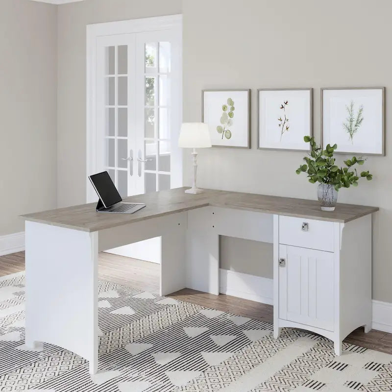 Bush Furniture Salinas 60W L Shaped Desk with Drawers and Storage