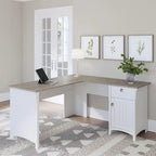 Bush Furniture Salinas 60W L Shaped Desk with Drawers and Storage