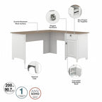 Bush Furniture Salinas 60W L Shaped Desk with Drawers and Storage