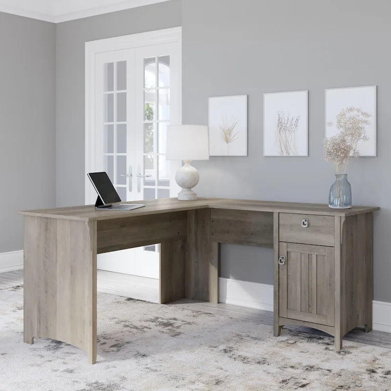 Bush Furniture Salinas 60W L Shaped Desk with Drawers and Storage