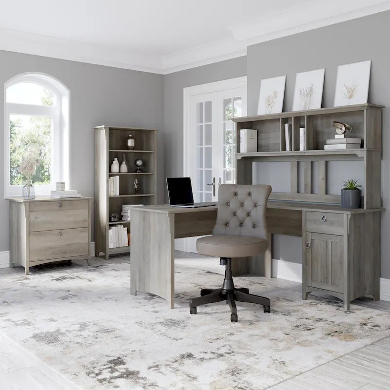 Bush Furniture Salinas 60W L Shaped Desk with Drawers and Storage