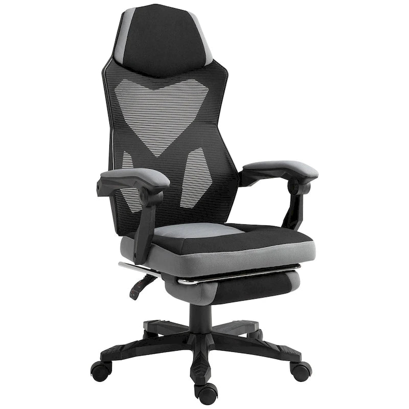 Vinsetto Home Office Chair Adjustable Height Recliner with Retractable Footrest, Mesh Back