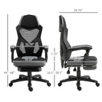 Vinsetto Home Office Chair Adjustable Height Recliner with Retractable Footrest, Mesh Back