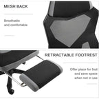 Vinsetto Home Office Chair Adjustable Height Recliner with Retractable Footrest, Mesh Back