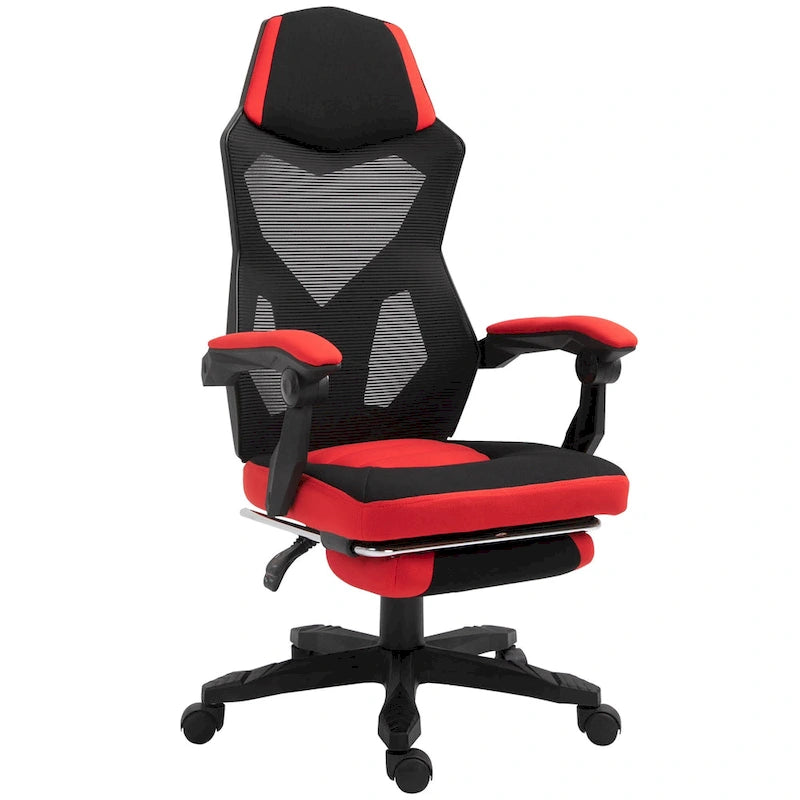 Vinsetto Home Office Chair Adjustable Height Recliner with Retractable Footrest, Mesh Back