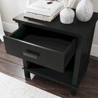 Oak Park 2 Piece Black Wood Queen Bed and Nightstand Set by Homestyles