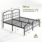 Heavy Duty Anti-Sway 18 Inch High Steel Tube Iron Bed, Double Wave Headboard And Footboard