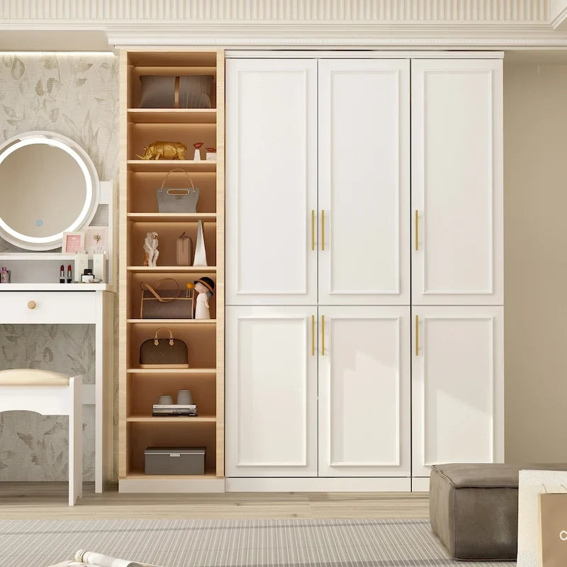 74.8 H Large Modular Wardrobe Cloest Armoire Cabinet Glass Door